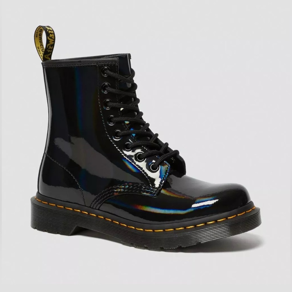 New Dr. Martens Womens 1460 W Rainbow Patent Leather Boot, Black Size 7 - Picture 2 of 8